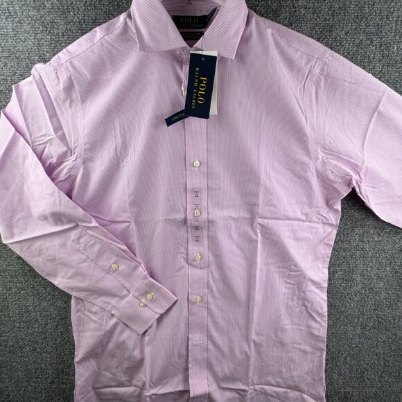 NWT Polo Ralph Lauren Pink Striped Classic Fit Easy Care Cotton Stretch 15 32/33 - Picture 2 of 15